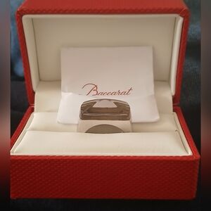 Baccarat Louxor Ring, New In Box, Crystal & Sterling Silver, Size 7.5,